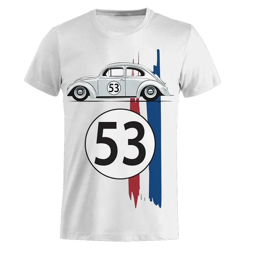 Men\'s Short Sleeved T-shirt, Beetle 53 3D Printed Shirt, Herbie Rally Racing