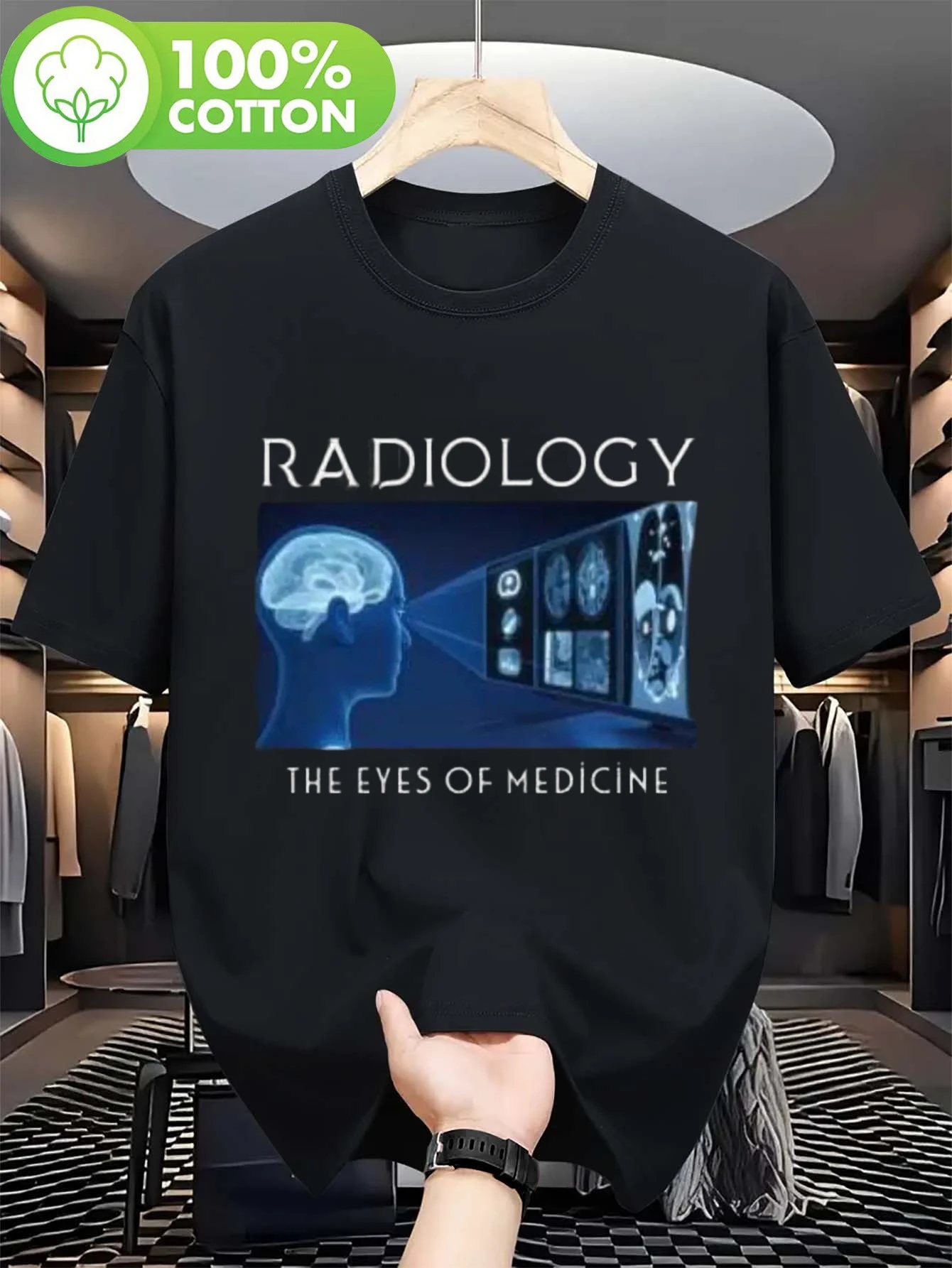 Radiology Eye T-shirt - X-ray CT MRI PET Scan Imaging Technician Medical Gift Round Neck T-shirt Designed for Radiologists