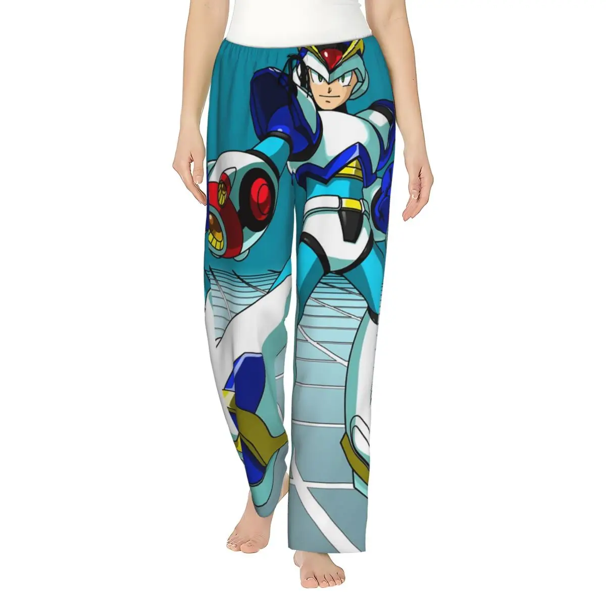 

Custom Megaman Video Game Mega Man Women Pajama Pants Lounge Sleep Sleepwear Bottoms with Pockets