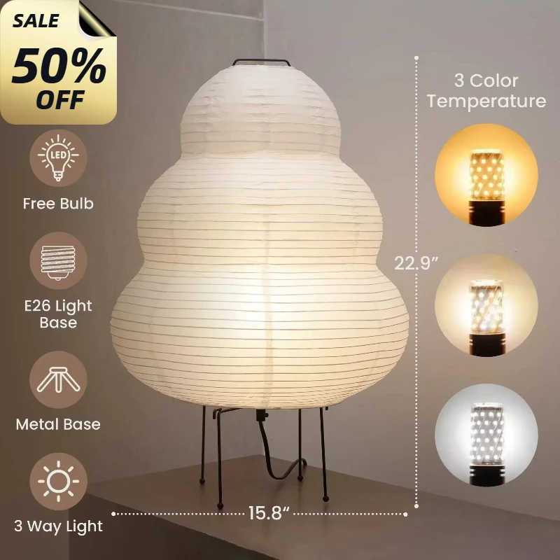 

2025 Japanese Design Table Lamp White Rice Paper Decorative Desk Lights for Bedroom Living Room Dining Room Study Loft Art