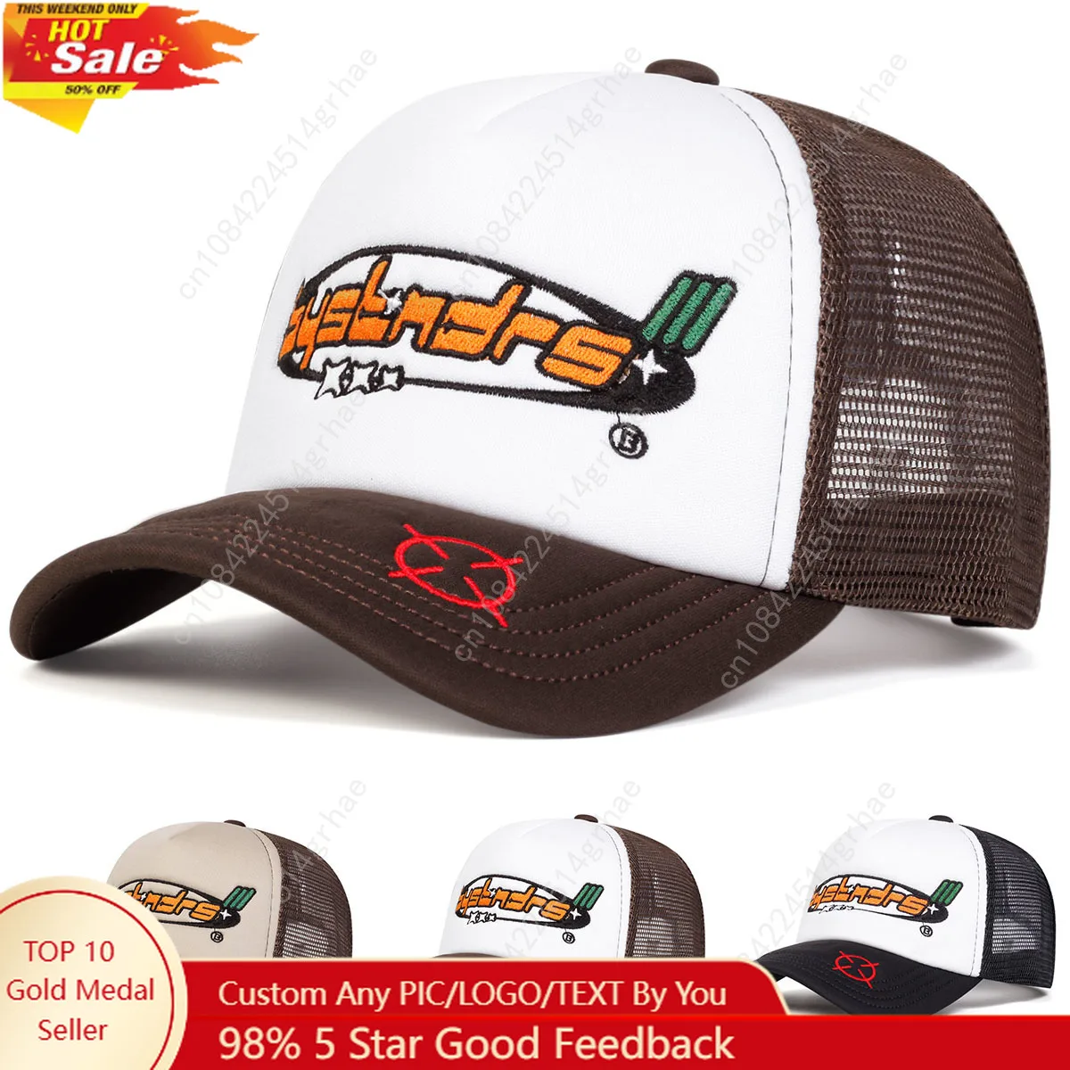 

Unisex Bystndrs Letter Embroidery Baseball Net Caps Spring and Summer Outdoor Adjustable Casual Hats Sunscreen Hat