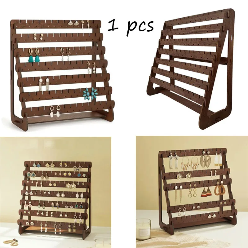 

1pcs Wooden Earring Display Rack For Hooking Earrings And Studs Fashion Organizer Multi-Functional Desktop Organizer