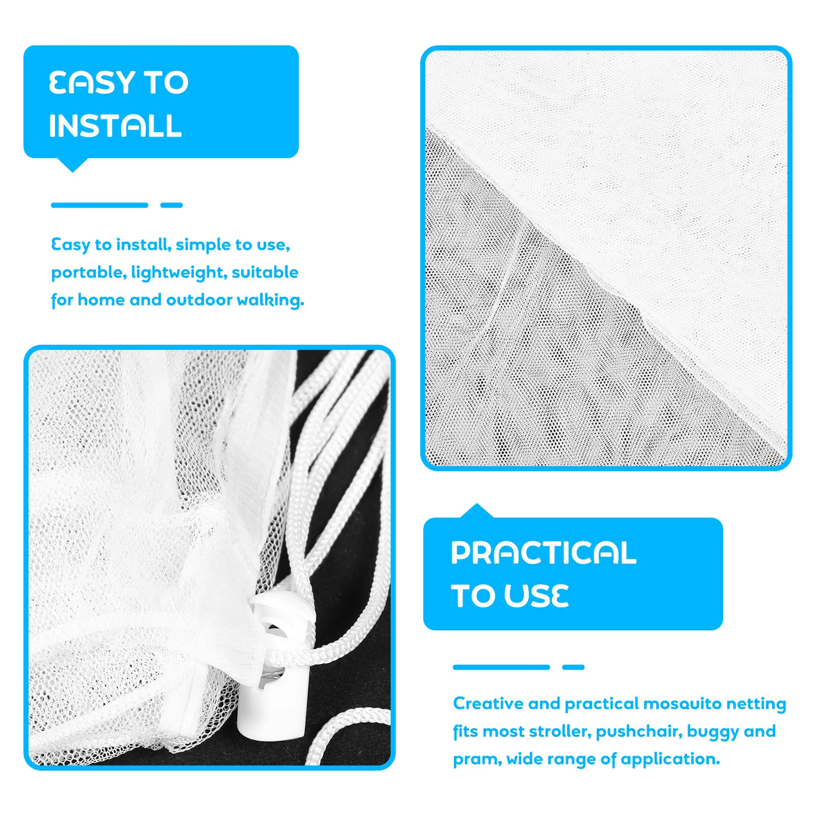Twin Stroller Mosquito Netting Cover Universal Fit Baby Stroller Protective Net Breathable Insect Screen for Pram Pushchair