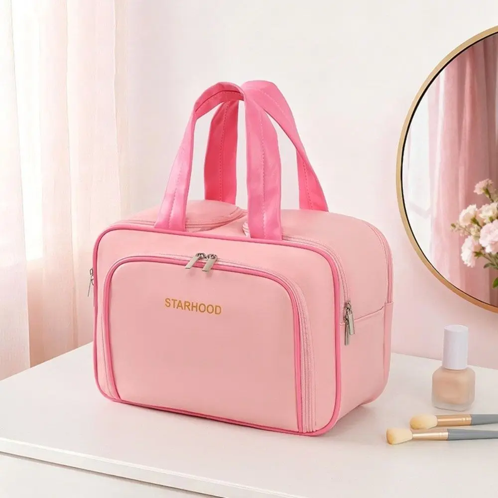 Large Capacity Travel Toiletry Bag Lightweight PU Travel Storage Case Wide-open Water-resistant Cosmetic Container Bathroom