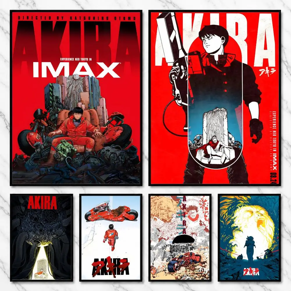 Akira Cyberpunk Anime Neo-Tokyo Sci-Fi Classics Poster Self-Adhesive Unframed Fashion Wall Prints for Office & Home Decor