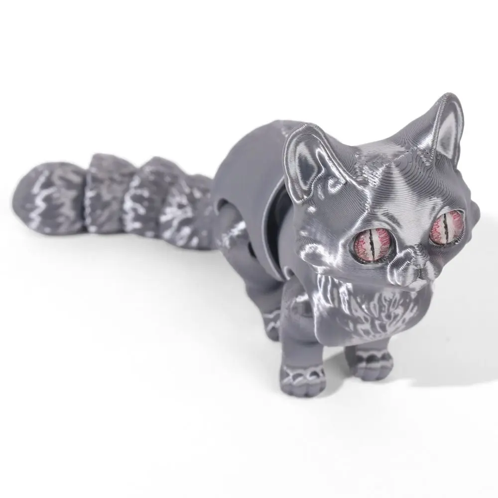 Modèle de chat imprimé en 3D, grands yeux, matière plastique, Sculpture créative, poupée de chats articulée, Style mignon, technologie d'impression 3D