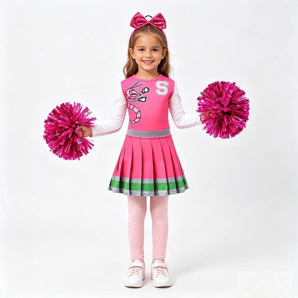 Zombies Cheerleading Dress for Girls Halloween Cosplay School Performance Children's Costume Carnival Party Kids Cheer Uniform