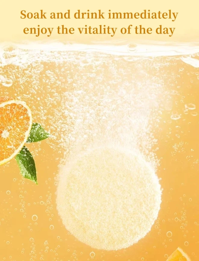 Vitamin C Effervescent Tablets Adult Solid Drinks Sweet Orange Flavor Skin Whitening Vitamin C Effervescent Tablet