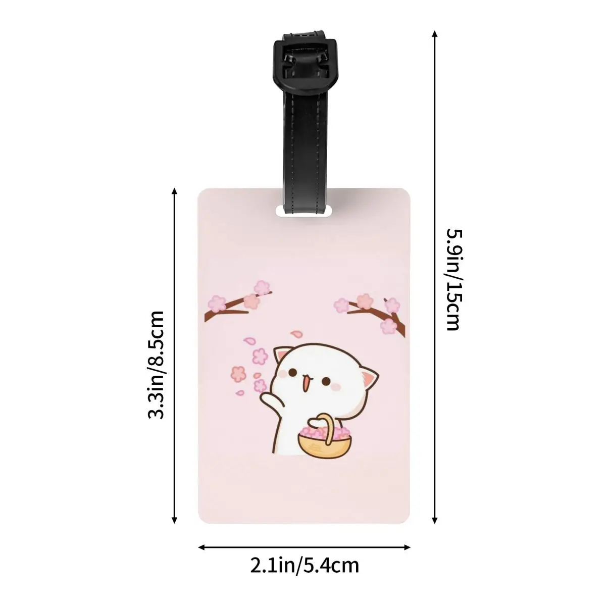 Etiqueta de bagagem personalizada Kawaii Mochi Cat Peach And Goma para malas, capa de privacidade, nome, cartão de identificação