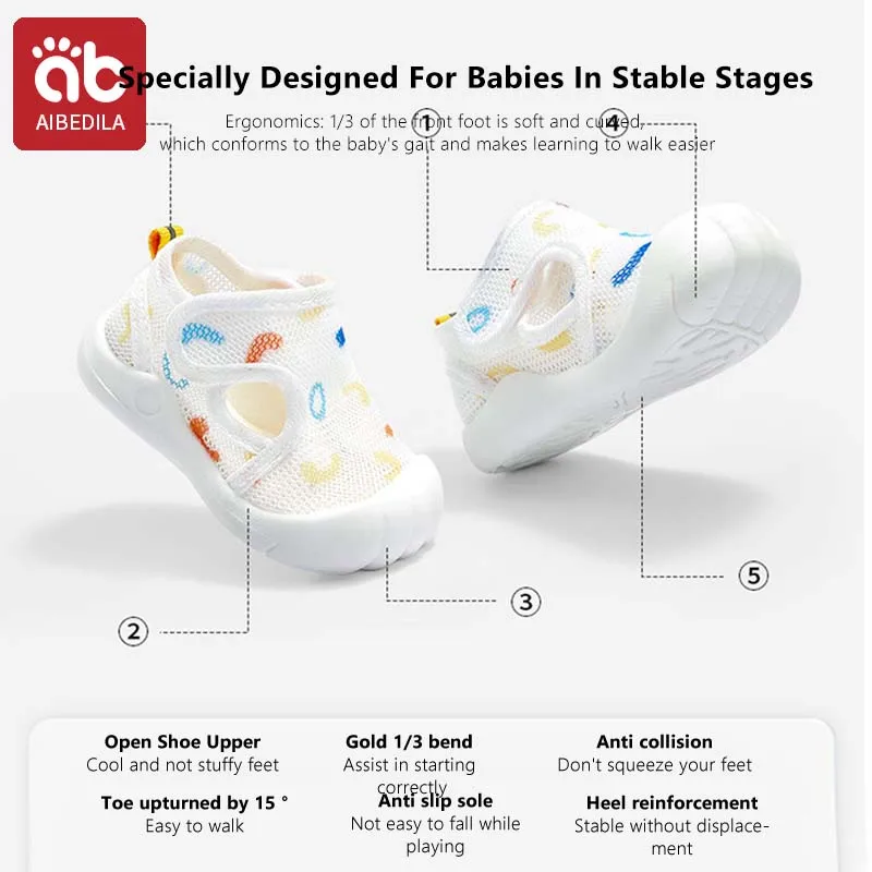 AIBEDILA Newborn Baby Shoes Child Sports Shoes Soft Flats Baby Toddler First Walkers Kids Sneakers 1-3 Year Casual Infant Shoes