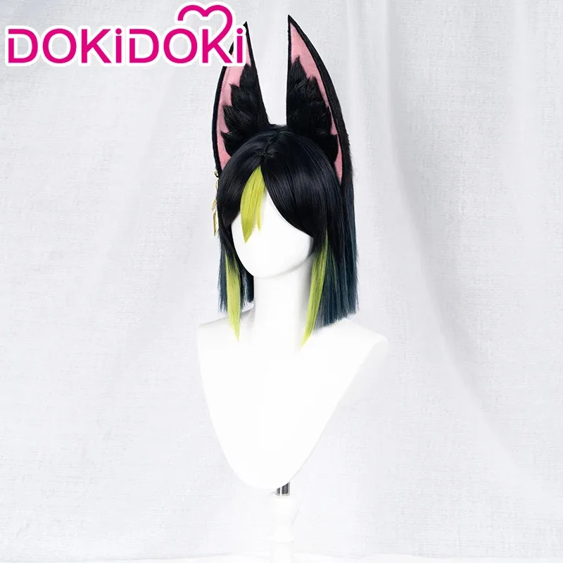 LQIN STOCK Tighnari peluca juego Genshin Impact Cosplay peluca DokiDoki Tighnari Cosplay pelo Dendro Sumeru oreja elástica Halloween