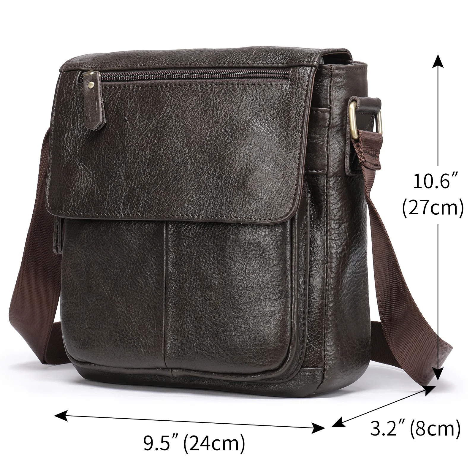 Genuine Leather Men's Small Sling Crossbody Shoulder Bag Mens Messenger Pack Cross Body Satchel Side Bags for Man Father Husband