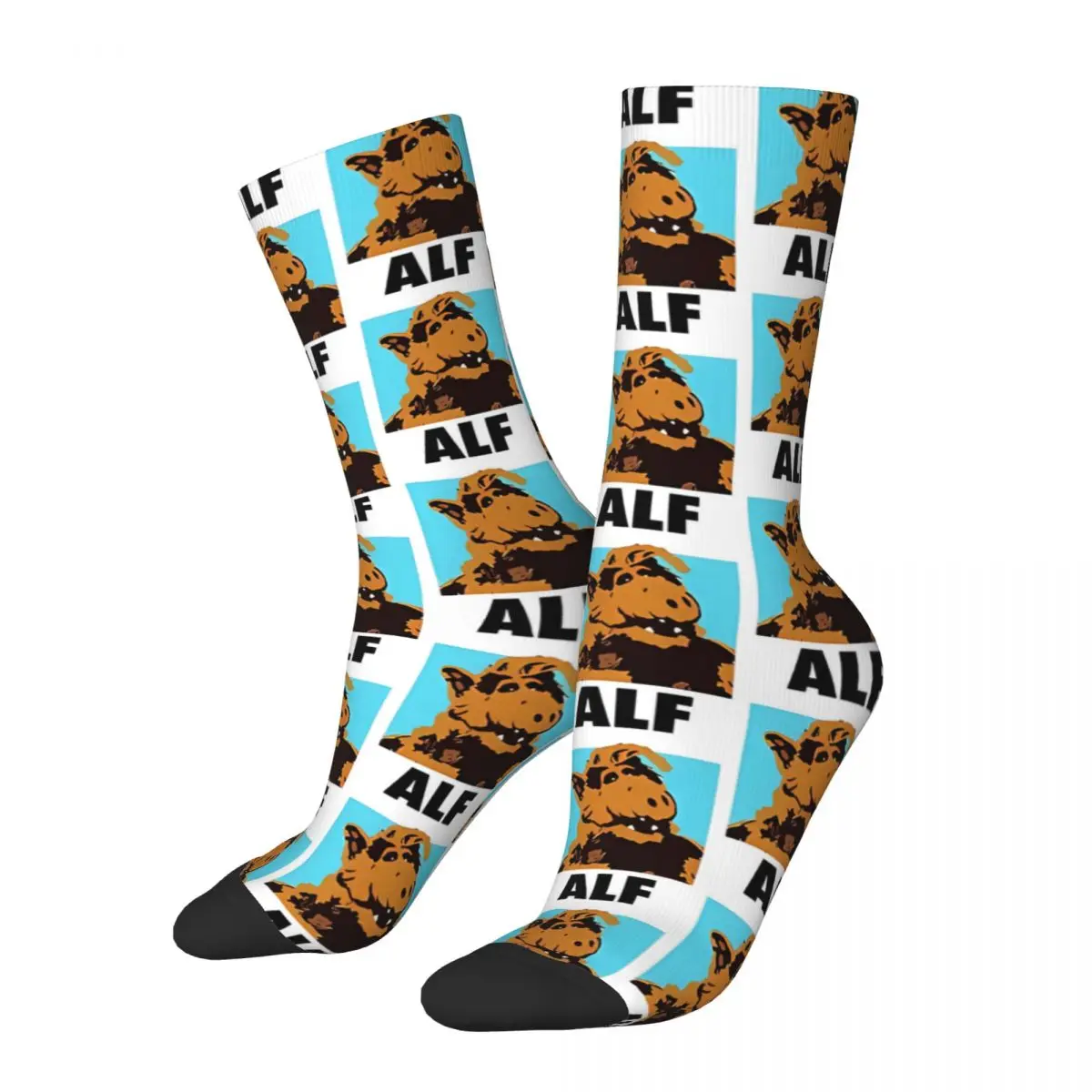 

Crazy Sock for Men Happy Cartoon Poster Hip Hop ALF Ah Fu At Home TV Series Breathable Pattern Printed Crew Sock Seamless Gift