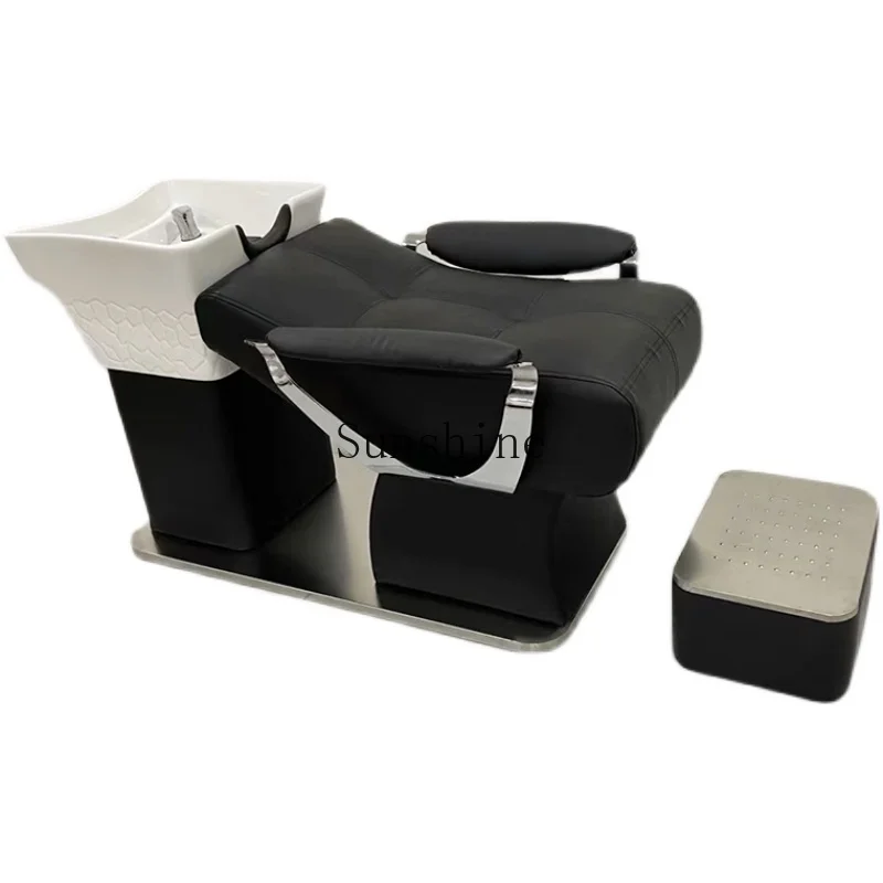 Hair shop shampoo flush bed, high-end simple semi-reclining hair salon manufacturers  FT