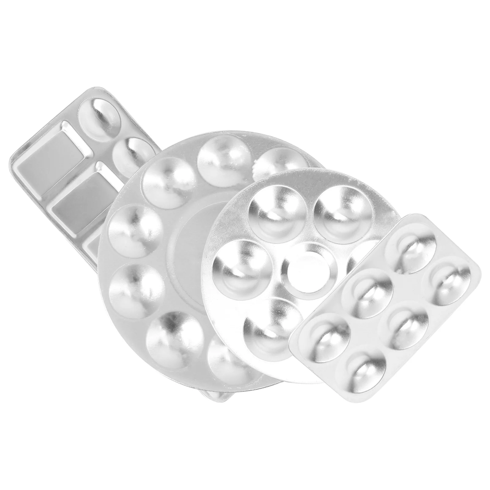 4 Pcs Palette Reusable Paint Tray Palettes Portable Painters Round Pallet Craft Supplies Sanitary Stainless Steel Mixing