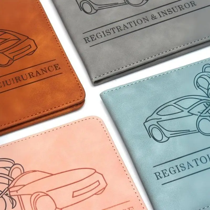 Car Registration Insurance Card Holder Large Capacity PU Leather Document Organizer for Car Glove Box Use