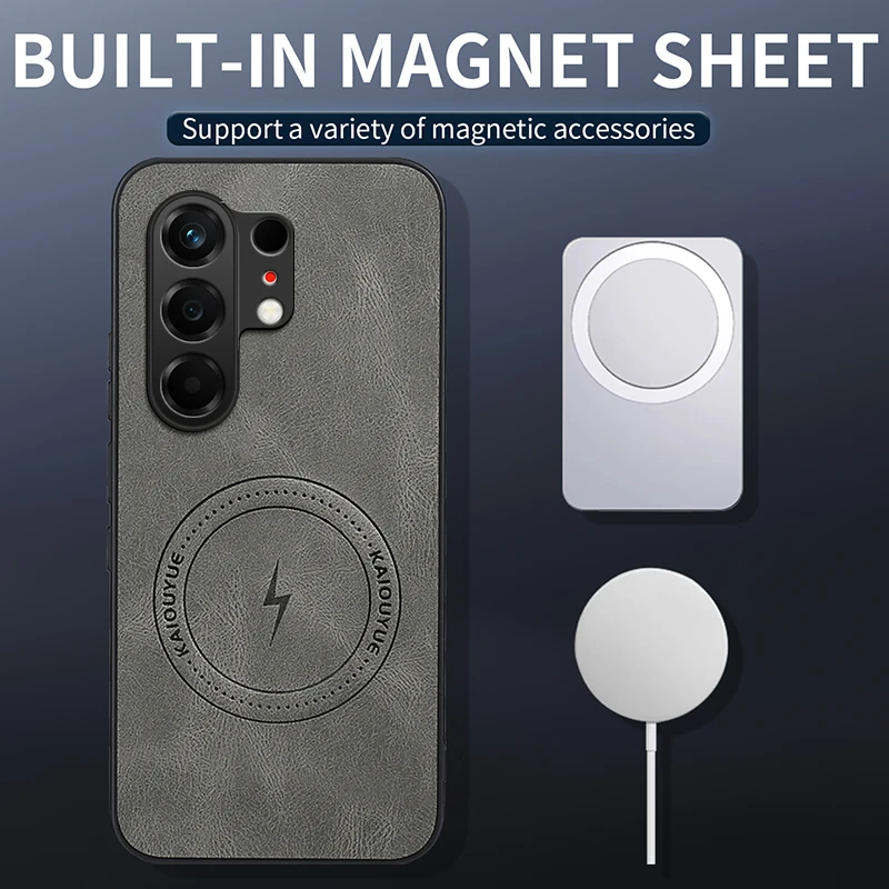 Capa Magnética de Couro Fosco para Tecno Camon 50 4G com Carregamento Sem Fio, Capa Traseira para Tecno Camon 50 Pro 4G