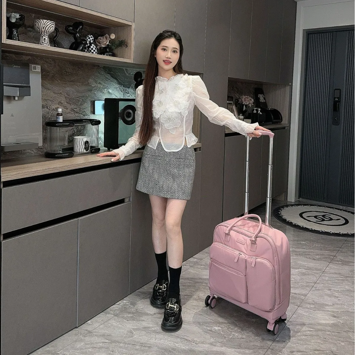 حقيبة يد بتصميم جديد مقاس 18 بوصة حقيبة سفر للنساء خفيفة الوزن ومتينة وصامتة وناعمة ومناسبة لأمتعة الصعود #2