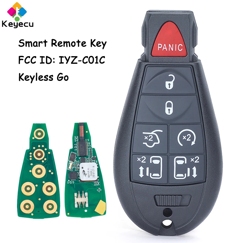 KEYECU Keyless Go Smart Remote Control Car Key With 7 Buttons 433MHz for Chrysler Town & Country 2008 - 2016, 05026590 IYZ-C01C