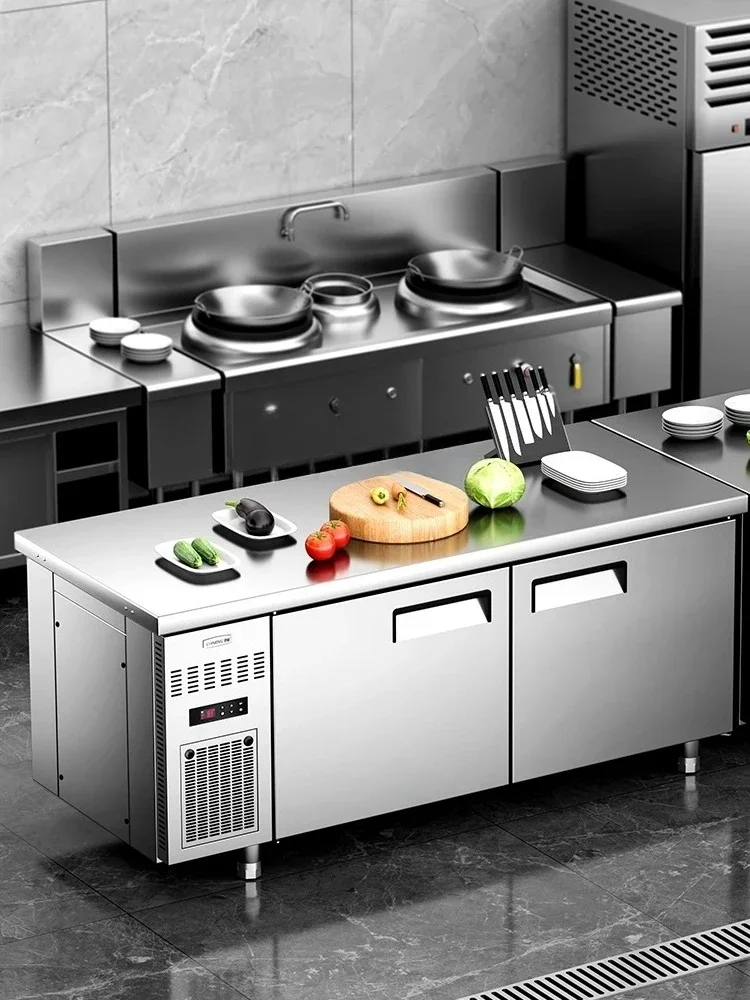 AARefrigerated Workbench Commercial Stainless Steel Chopping Board Frozen Flat Cold Console Restaurant Freezer