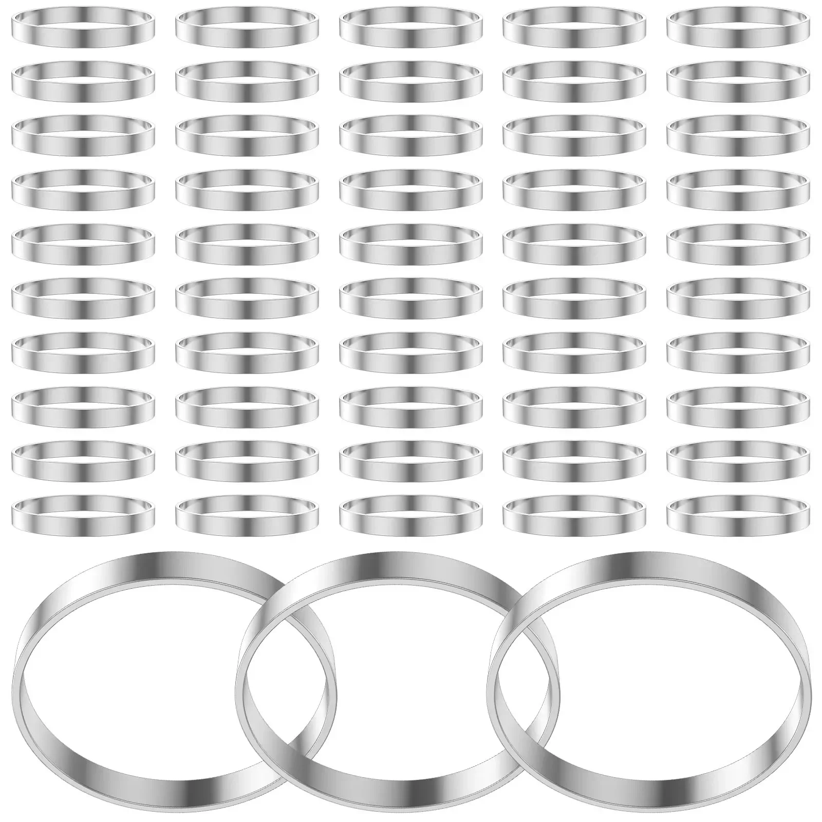 100Pcs Napkin Ring 1.57 Inch Round Reusable Silver Napkin Holder Not Easy to Damage for Wedding Anniversary Banquet Party Decor