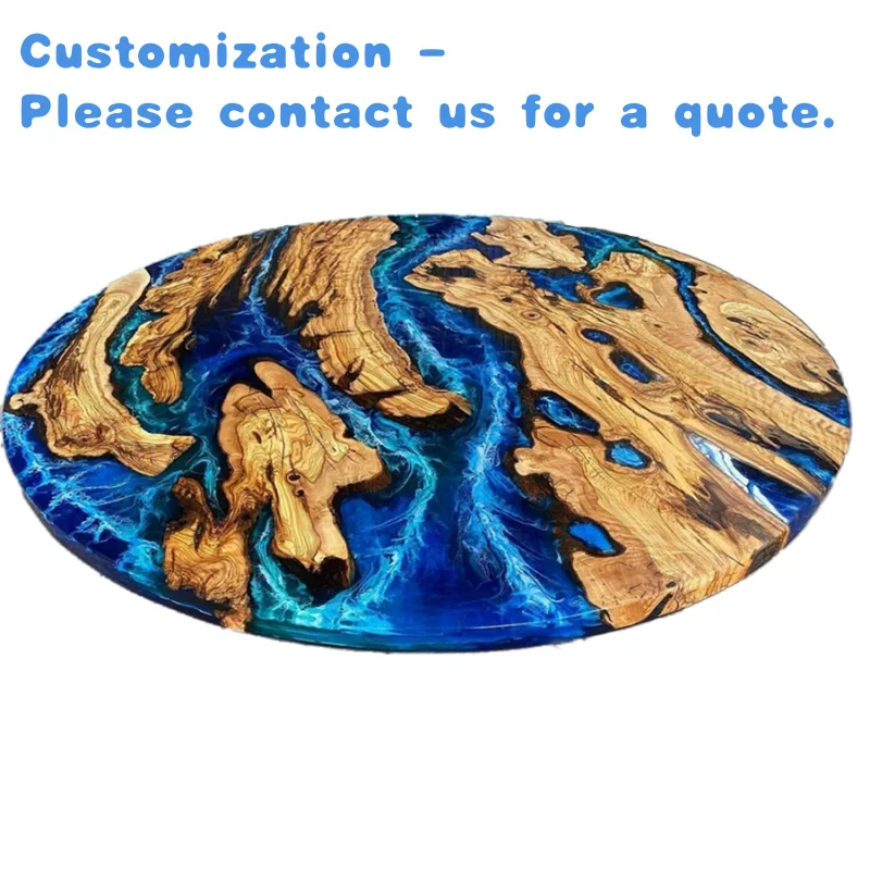 custom.Custom Solid Wood & Epoxy Resin Dining Table European Modern Design Home Furniture Hotel Use