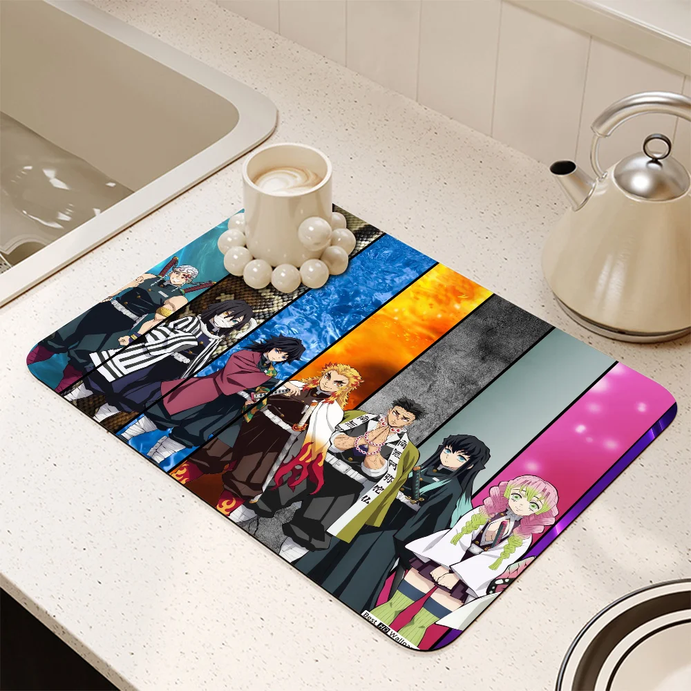 

D-DeMonS S-SlayerS Draining Pad Upgraded Drying Mat For Kitchen Bar Coffee Dishes Rubber Microfiber Absorbent Anti-slip Mat