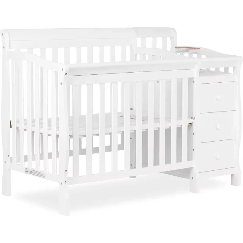 

Jayden 4-in-1 Mini Convertible Crib And Changer in White, Greenguard Gold Certified, Non-Toxic Finish,