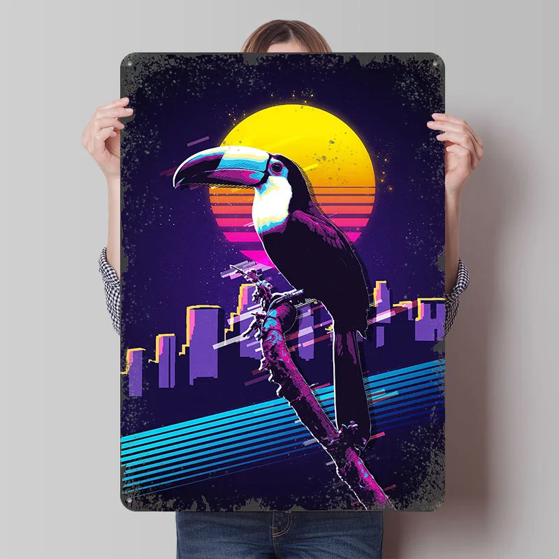 Toucan Retro Art Printed Poster Customized Wall Art Retro Vintage Metal Tin Signs for Decoration Living Room Decor Men Wand Deko