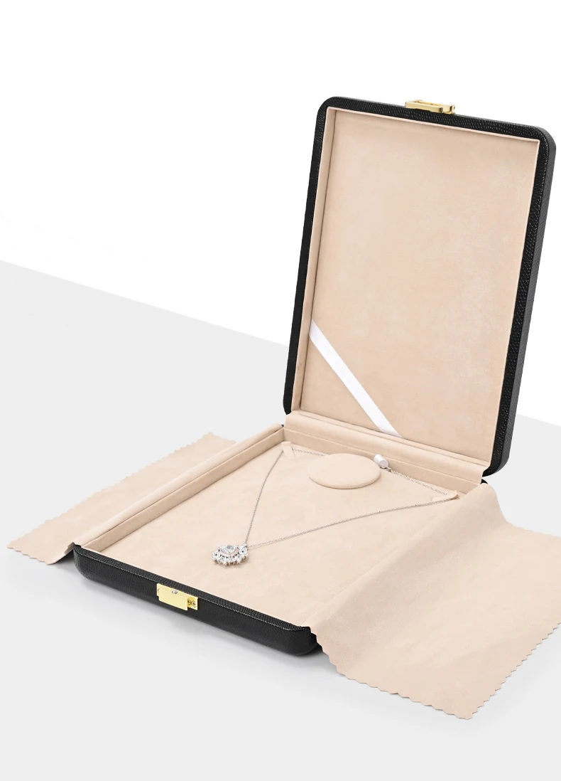 Oirlv Black Jewelry Organiser Boxes PU Leather Ring Earring Jewelry Set Box Jewel cases of precious metal Storage Box Gifts Box