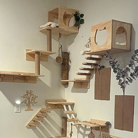 Wall Mounted Cat Climbing Cat Tree Cat Stairs Frame Wooden Cat Jumping Platform Cat Ladder Scratching Post Rest and Playing