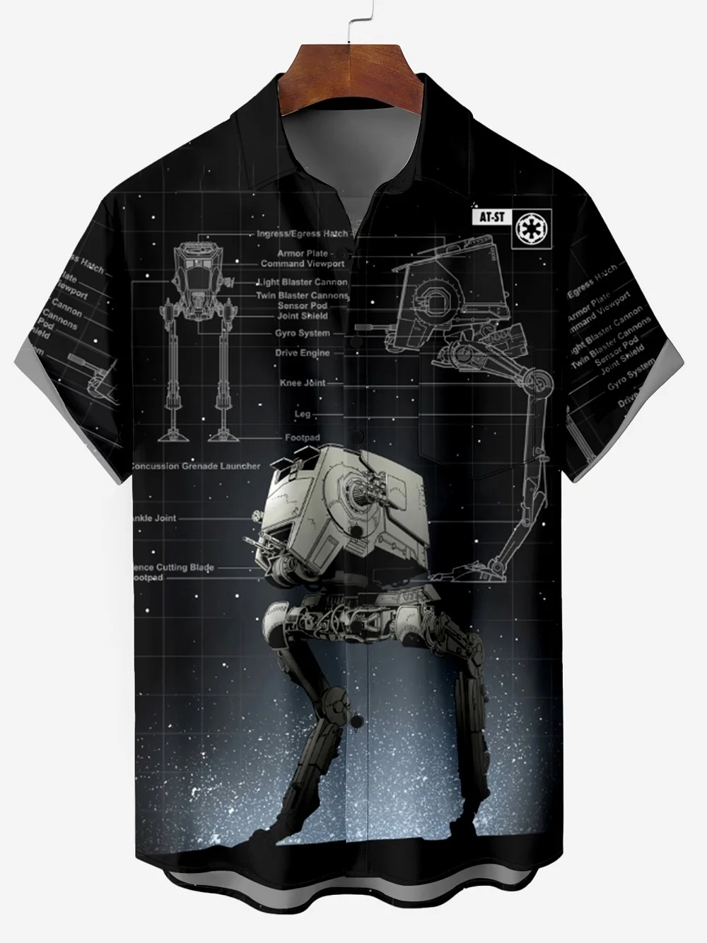 Hawaiian New Men's Short Sleeve Shirt Future Technology Printed Men's Fashion Lapel Top Large Size Casual Men's Shirt S-5XL