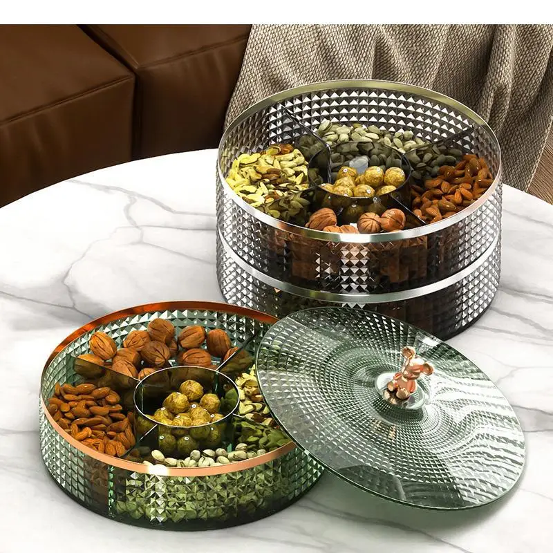 

Plastic Candy Box Food Storage with Cover Dried Fruit Boxes Snack Tray Plate Refreshment Dish Organizer