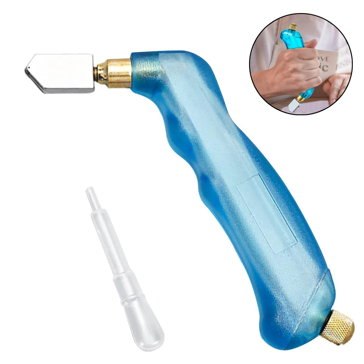 Glass Cutter Pistol Grip(3mm-15mm),Ergonomic Grip Tungsten Carbide Glass Cutting Tools ,Oil Reservoir,Perfect for Glass Cuttin