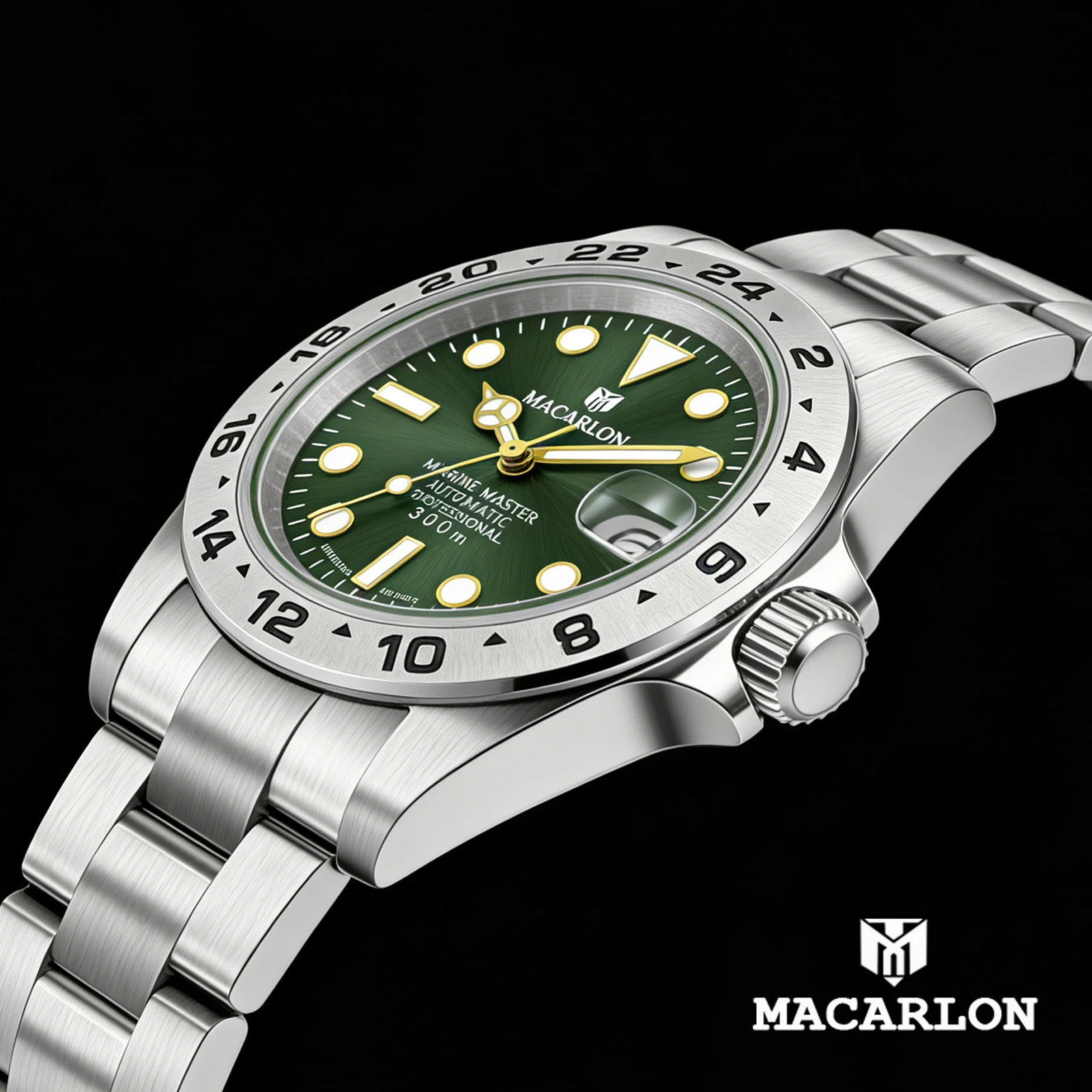 

MACARLON Design New Stainless Steel Mechanical Watch Men Sapphire Glass Calendar Luminous Waterproof China NH35 Automatic Watch