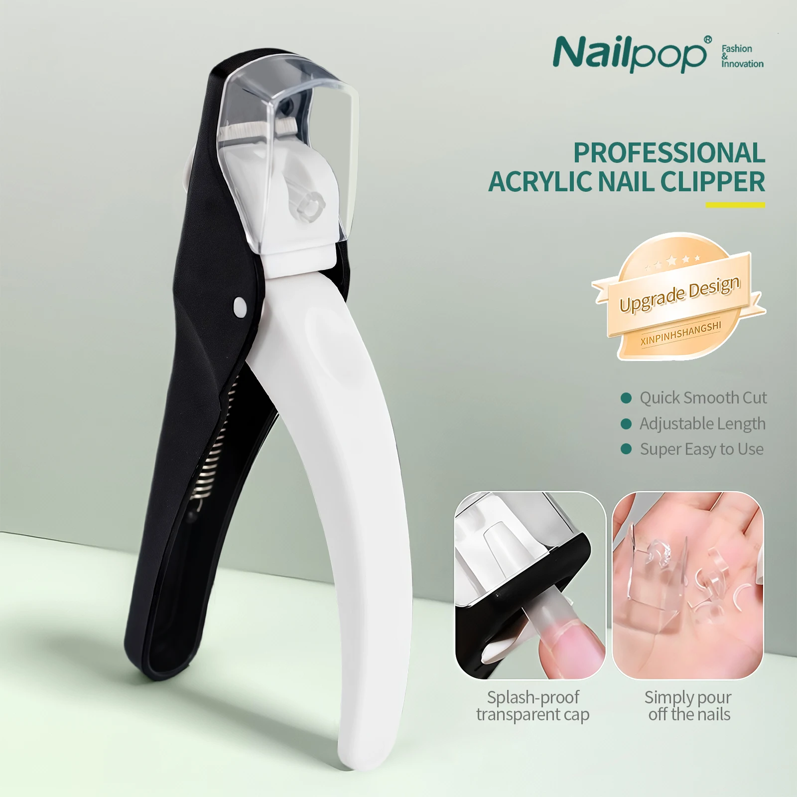 Nailpop Nail Clipper U Shaped Acrylic Fake Nail Scissors Nail Tip Edge Cutter Trimmer Manicure with Sizer Precise Cutting Tools