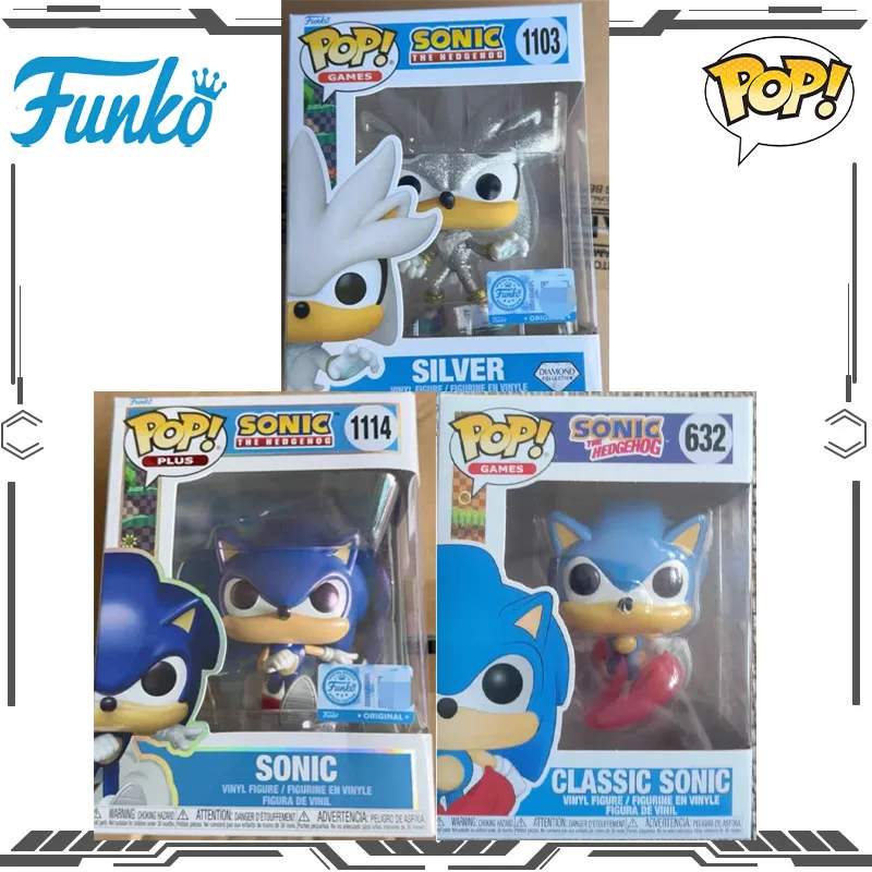 

Оригинальная фигурка FUNKO POP Sonic The Hedgehog Silver 1103, игрушки для мальчиков и девочек, подарок, коллекционная модель, украшения