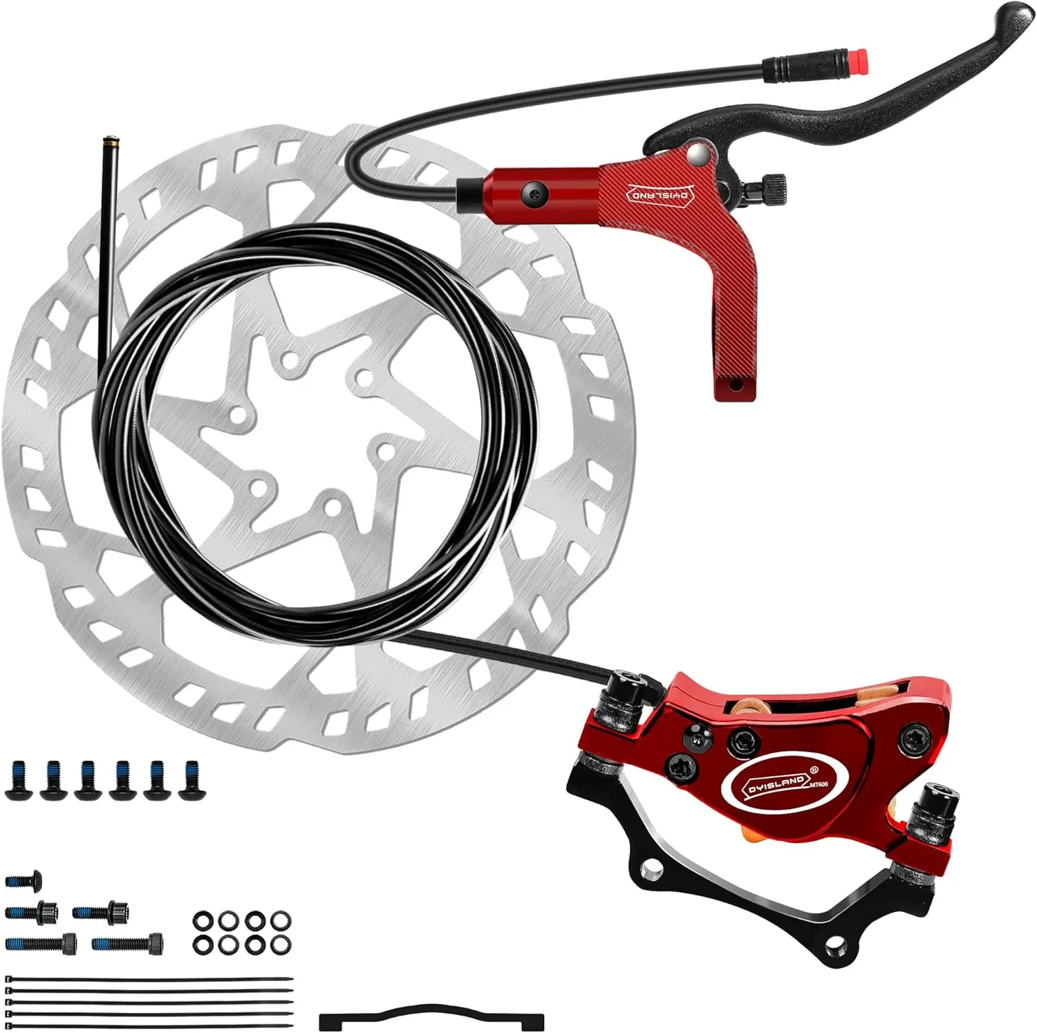 

E-Bike Hydraulic Disc Brake Set 4-Pistons/2-Pistons, 2-PIN/3-PIN Pre-Bled with Mineral Oil Brakes Kit，Front and Rear Set，180mm 2