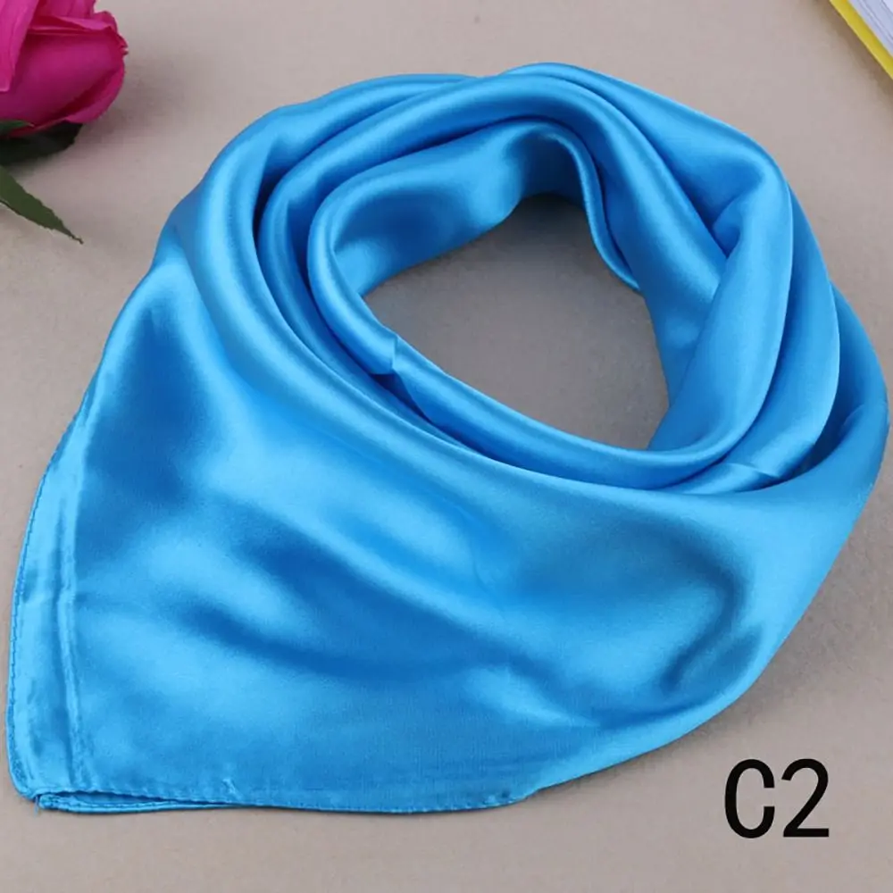 Luxurious 60*60cm Silk Scarf Solid Item Color Imitation Silk Neckerchief Neck Wrap Women