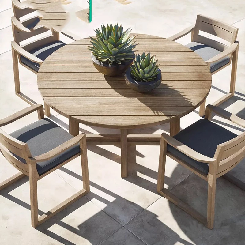 Garden Solid Wood Outdoor Tables Modern Luxury Lounge Minimalist Outdoor Tables Courtyard Armchair Jardin Mobiliario Furniture