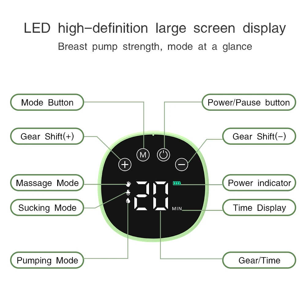 Wearable Hands Free Electric Breast Pump LED Display Anti‑Backflow Rechargeable Portable Milk Extractor Breastfeeding Tool