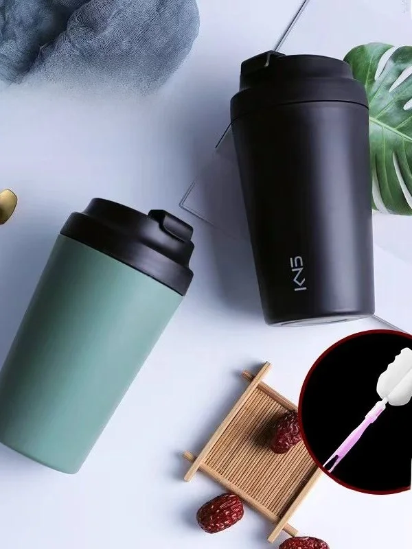 BIZE Ceramic Insulated Coffee Cup Women's Large Capacity Portable Tea Water Cup Antibacterial Thermal Cup Straight Body Cup