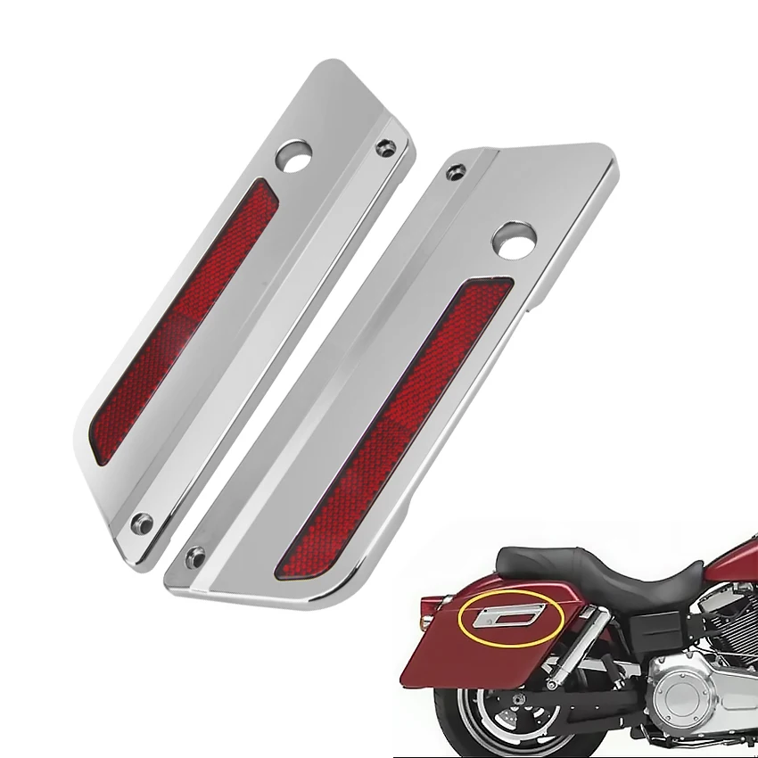 

For Harley Touring Electra Road Street Glide Road King 93-13 Motorcycle Saddlebag Latch Plate Reflector Cover Safety Warning