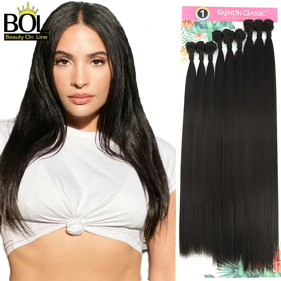 BOL Bone Straight Hair Bundles Smooth Protein 20'' 24'' 28''9Pcs 300g Yaki Straight Organic Synthetic Hair Extension Full to End