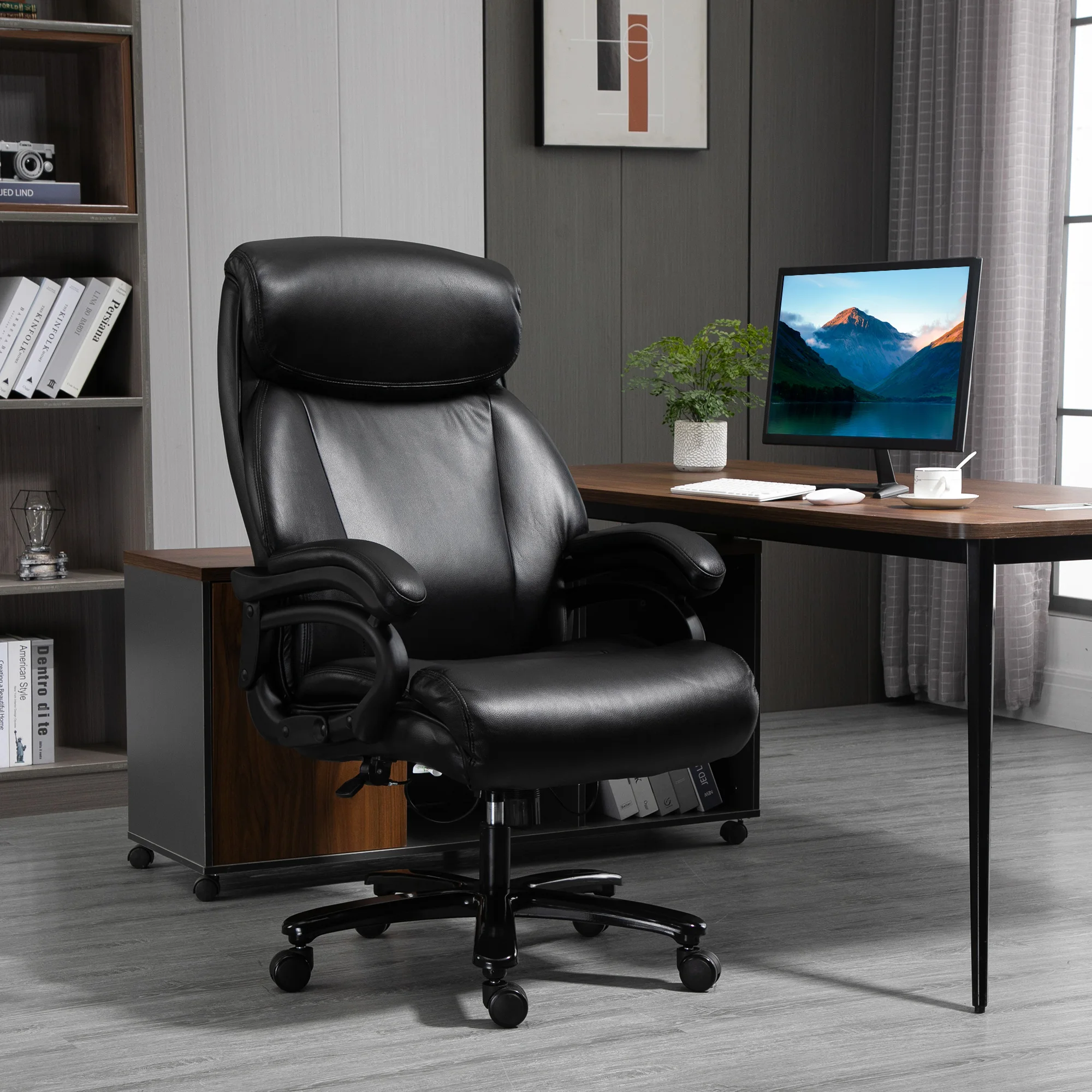 Vinsetto Big and Tall Executive Office Chair 396Lbs with Wide Seat, Home High Back Pu Leather Chair with Adjustable Height