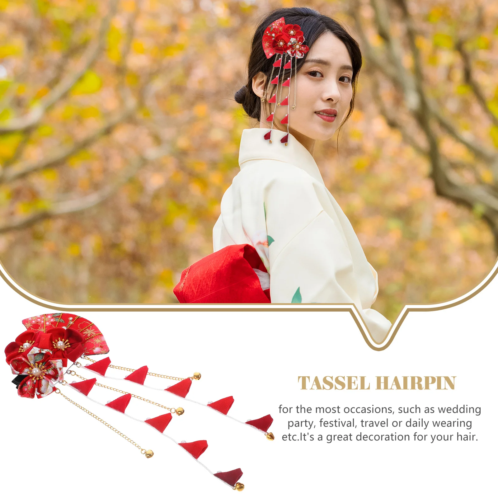 

1Pc Deluxe Japanese Style Hairpin Charming Flower Hair Clips Suitable For Weddings And Daily Life
