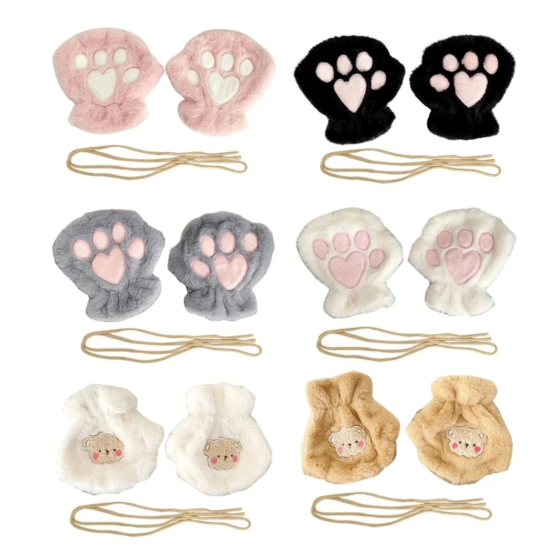 

Adult Women Winter Plush Mittens Warm Furry Gloves Fashion Accessories Gloves Drop shipping