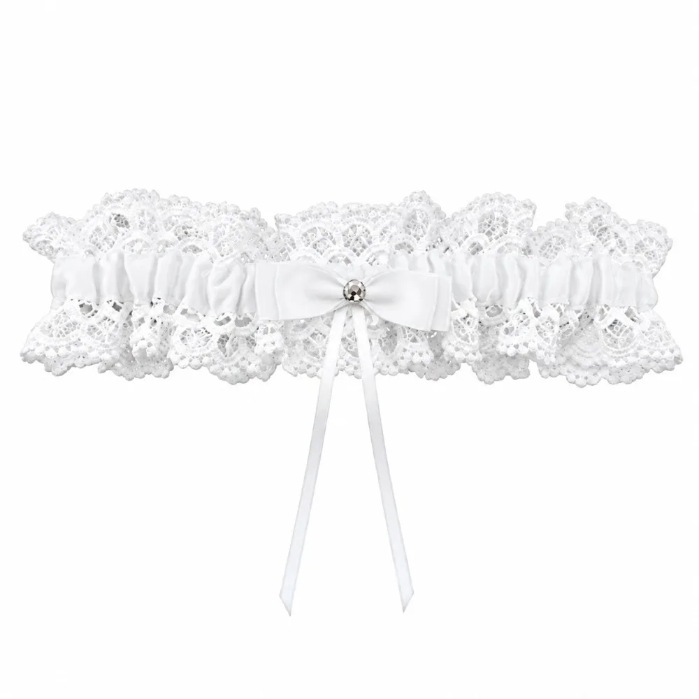 Sexy Lace Bow Garter Belt Satin Elastic Bowknot Thigh Bands Silky Smooth Ruffled Leg Rings Set for Women