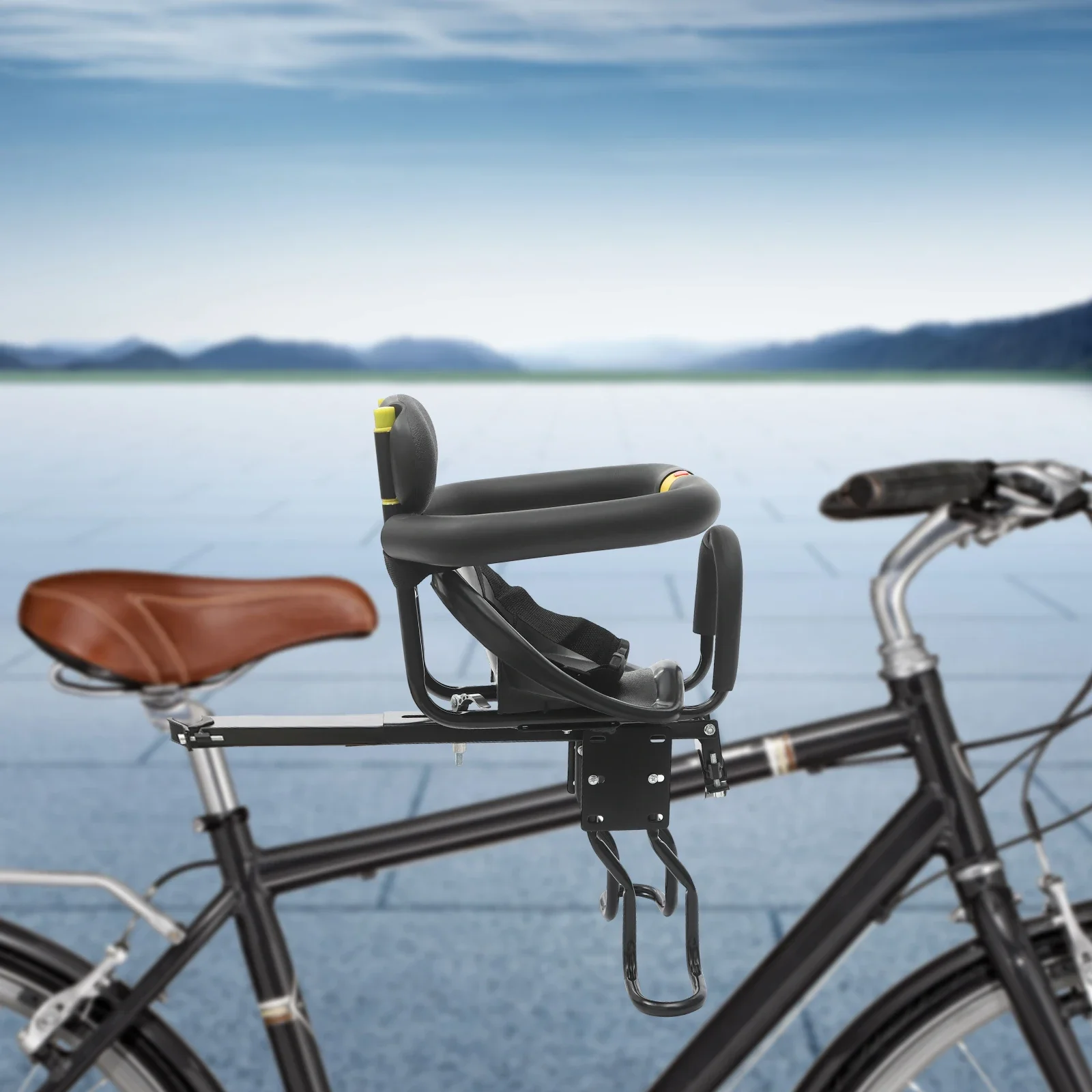 

Черное детское велосипедное сиденье, универсальное переднее сиденье для горного велосипеда, регулируемое детское сиденье, безопасное сиденье для велосипеда, грузоподъемность Макс. 35 кг