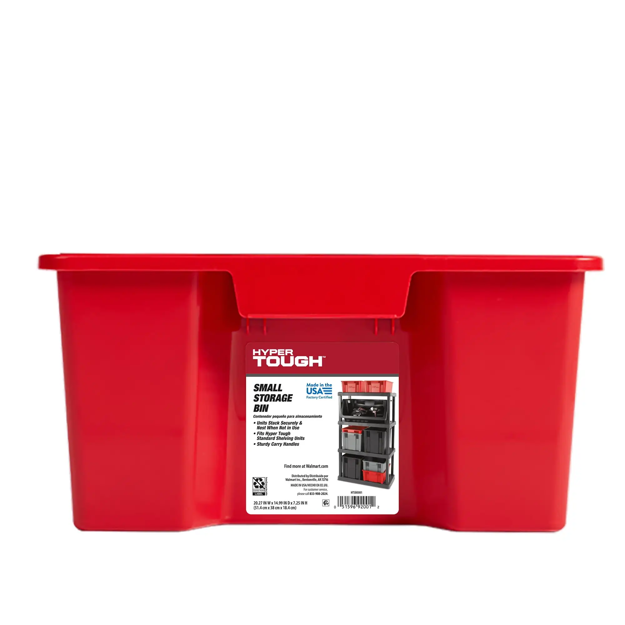 Hyper Tough Garage Storage Bin Small Plastic Nesting/Stacking, Red